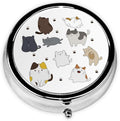 3 Compartment Travel Pill Case, Sealed Portable Pill Container Mini Size Metal Pill Box for Pocket Purse, Three Times a Day Pill Organizer for Children, Men and Women - Kawaii Cat