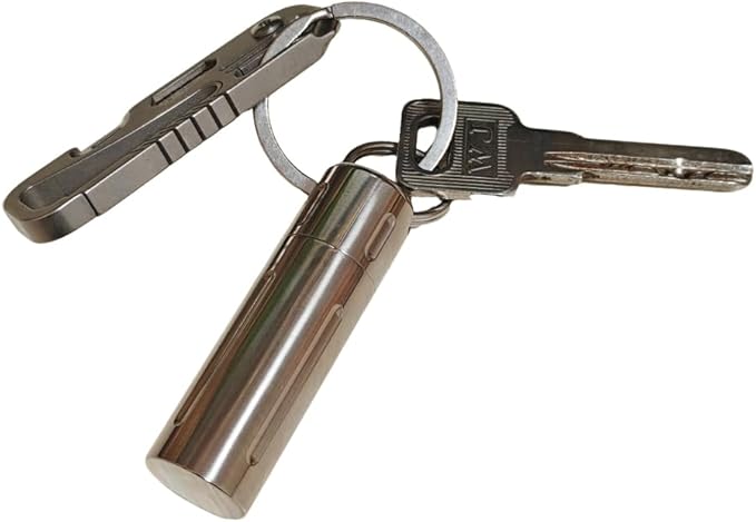 Titanium Large Size Keychain Pill Holder Pill Container with Carabiner Pill Case, Portable Pill Case for Purse, Backpack, Keyring Watertight Travel Pill Container for Medicine