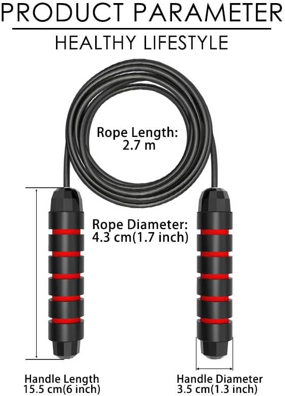 Adjustable Jump Rope for Fitness – Tangle-Free Speed Rope with Comfortable Foam Handles Detachable Metal Bar for Cardio, Weight Loss, Training & Home Workouts