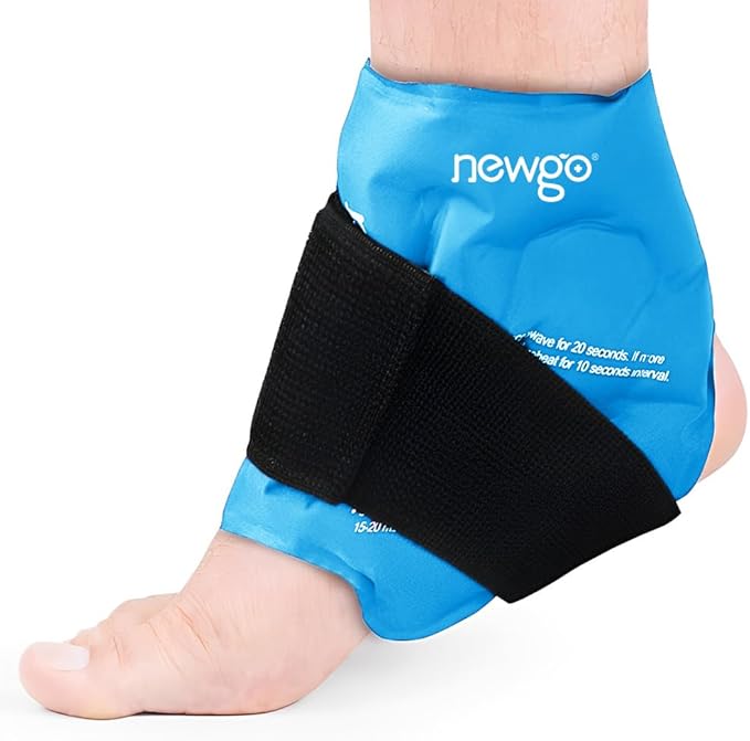 NEWGO Ankle Ice Pack Wrap for Sprained Relief, Ice Pack for Ankle Inuries Reusable, Cold Therapy for Ankles Swelling, Post Surgery Recovery - Light Blue