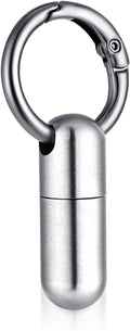 Small Pill Case Keychain Tiny Portable Carabiner Clip Pill Holder Bottle Micro Waterproof Metal Pill Container Mini Emergency Medicine Organizer for Outdoor Camping Travel Purse