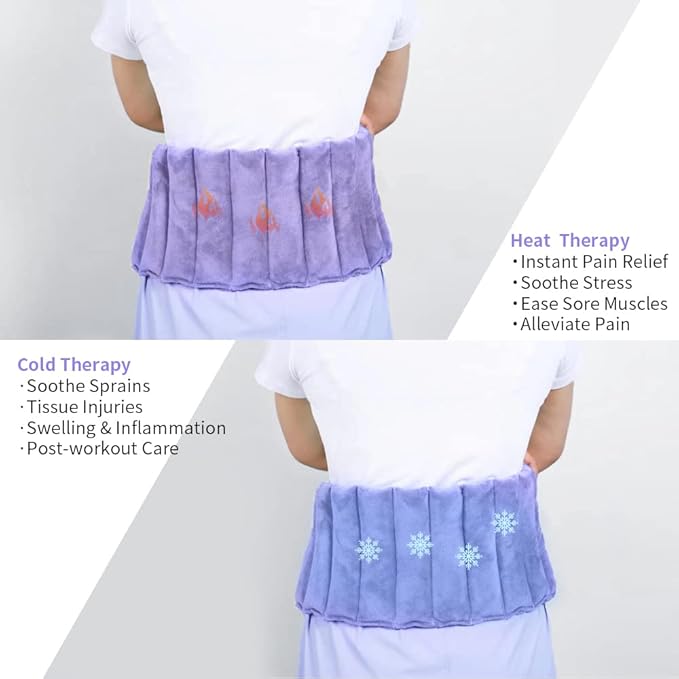 UNI-GO Silica Beads Microwave Heating Pad for Hot Compress and Cold Compress, No Smell, Reusable Microwavable Heating Pad for Back, Neck, Shoulder, Leg, Muscle Ache & Cramps. (Violet-7"x21")