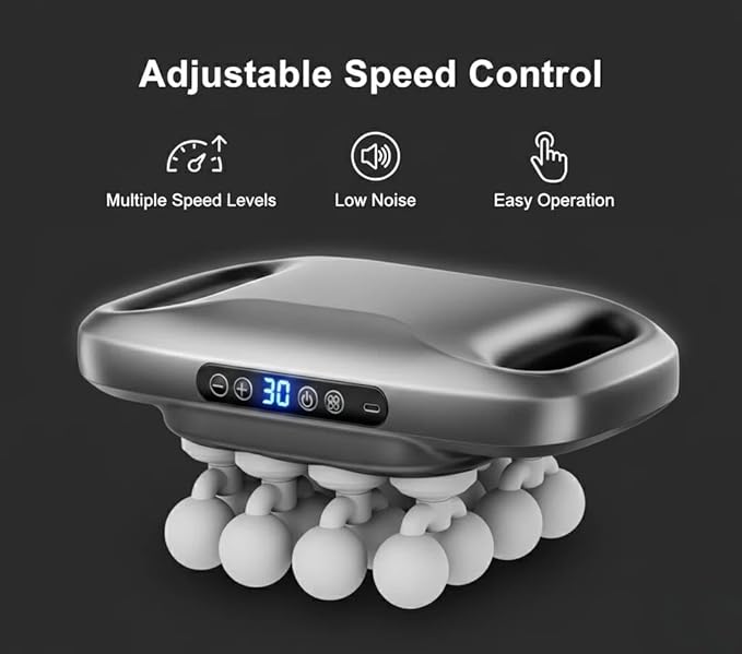 16-Head Deep Tissue Body Massager with Heat, 3 Modes & 30 Intensities, Multi-Head Back Massager for Full Body Relief, Quiet Percussion Massager for Back, Neck, Legs, Waist,1800mAh Battery