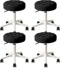 Small Rolling Stool with Wheels, PU Leather Height Adjustable Vanity Work Task Stool, 360 Swivel, Padded Seat Cushion,for Salon, Home, Office