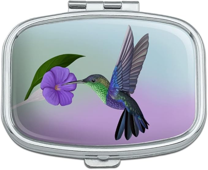 Hummingbird Crowned Woodnymph Purple Violet Rectangle Pill Case Trinket Gift Box