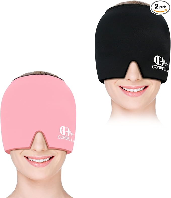 Bundle of Migraine Relief Cap, Soothing Headache Ice Face Mask Products, Hot and Cold Therapy, Migraine Headache Relief Cap for Migraine, Sinus, Puffy Eyes, Tension, Stress and Hangover