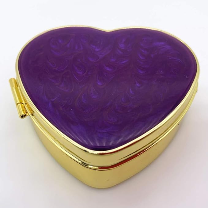 AmyZone Metal Pill Organizer Travel Friendly Portable Compact Pill Box Pill Case to Contain Vitamins/Tylenol/Fish Oil/Supplements/Meds/Tablet for Purse/Pocket(Love Heart)