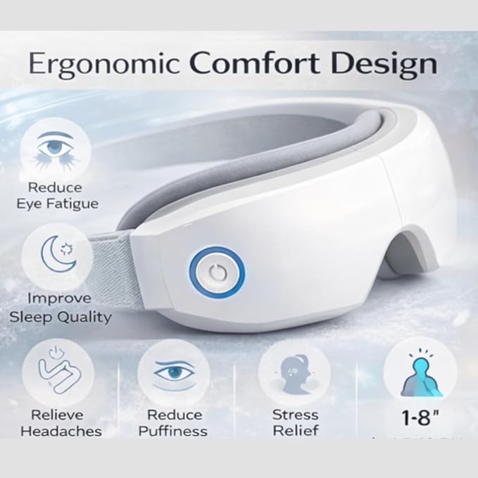 ME JO Eye Massager with Heat and Cooling – Eye Strain Relief – Birthday Gifts, Eye Mask for Dry Eyes, Sleep & Stress Relief for Women, Men, Mom & Dad