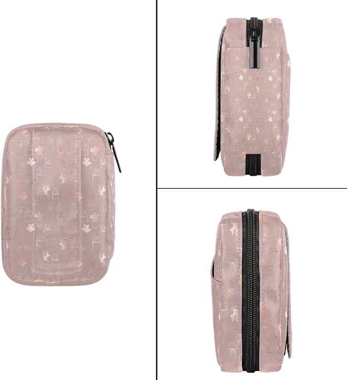 Pill Organizer Box Pink Gold Cactus 7-Day Weekly Medicine Pill Case Travel Pill Container Portable Pill Holder Storage Purse Bag Small Compact Size for Vitamin Supplement Birth Control