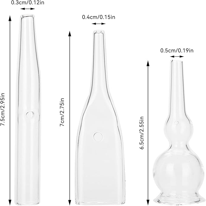 3pcs Vacuum Glass Tube Kit, Blackhead Removal Facial Suction Pore Vacuum Cleaner for Face Cleanser Blackhead Removal Machine Microdermabrasion Machine Accessories