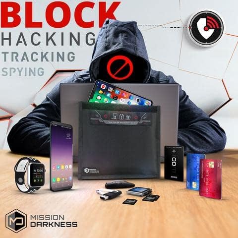Mission Darkness Non-Window Faraday Bag for Phones (4-Pack) // Signal Blocking Bag Prevents Hacking Tracking Spying, Device Shielding for Law Enforcement Military Digital Forensics, EMP CME Protection