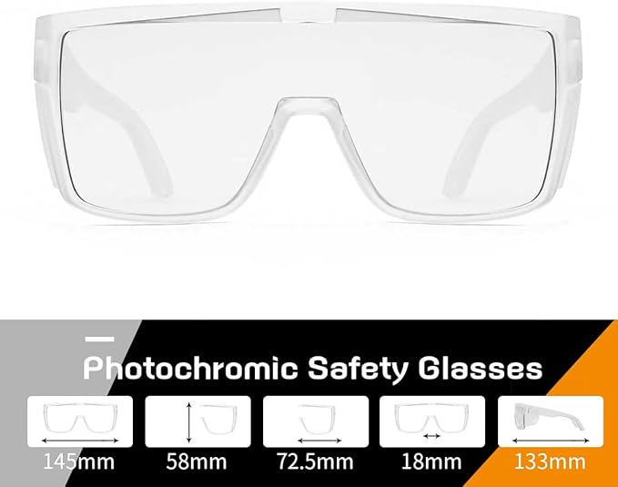 Transition Photochromic Safety Glasses For Men Women Wrap Around Safety glasses with Anti bluelight UV Protection