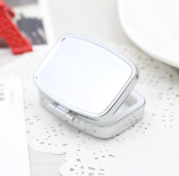 20pcs Sublimation Blank Pill Box Metal Square 2 Compartment Medicine Pill Case,Portable Pocket or Purse Pill Box for DIY Heat Transfer Print