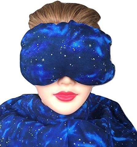 Eye Mask Lavender Eucalyptus, Sinus, Herbal Pack, Hot Cold Pack, Heat Wrap,Organic, Flax Seed, Microwave Therapy, Sleep Mask, Yoga Meditation Eye Pillow, Blue Celestial Star