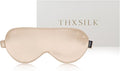 THXSILK Sleep Mask 100% 25 Momme Pure Mulberry Silk Super Smooth Cooling Sleep Eye Mask Blackout for Women/Man/Kids, Eye Cover with Wide Head Strap for Good Night Sleep, Champagne