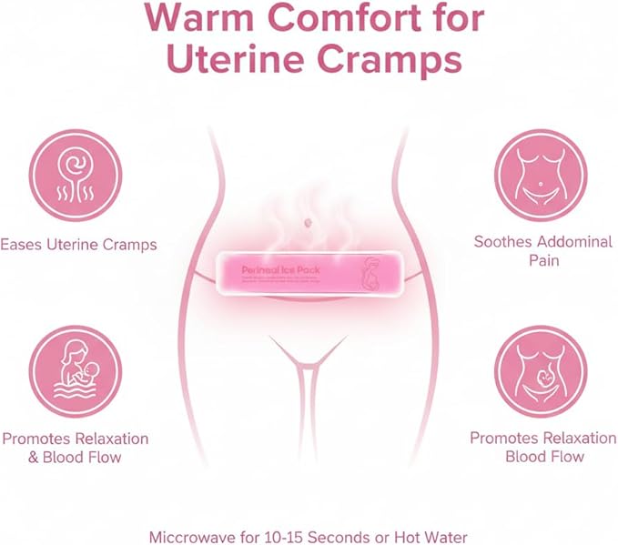 Perineal Cooling Pad, Postpartum Cold Packs Gel Bead Ice Pack Cold Therapy for Women After Pregnancy and Delivery, 2 Ice Pack and 3 Cover (Pink Gel Ice Pack)