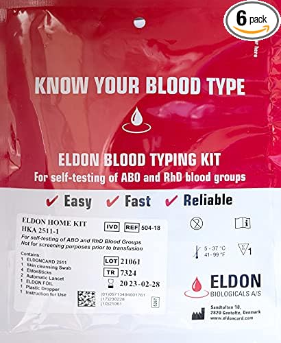 Original Home Blood Typing Kit - New Package + Improved Lancet (6 Kits)