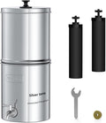 Waterdrop Gravity Water Filter, 2.25G Stainless-Steel System with Silver Ions Enhanced Filtration with 2 Black Carbon Filters, NSF/ANSI 42&372 Standard, Reduces Chlorine for Emergencies