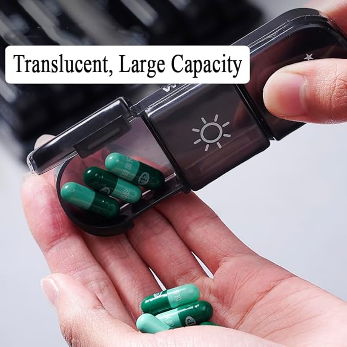 Weekly Pill Organizer 7 Day, 3 Times a Day, Large Travel Daily Pill Box Reminder, Easy Open, BPA Free AM PM Medicine Case Dispenser for Hold Vitamin, Medication, Fish Oil, Supplement, Calcium