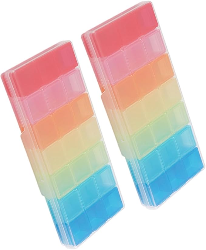 2pcs Portable Days Pill Organizer Compartments Colorful Medication Storage Box for Family Use Daily Medicine Dispenser Travel-Friendly Design