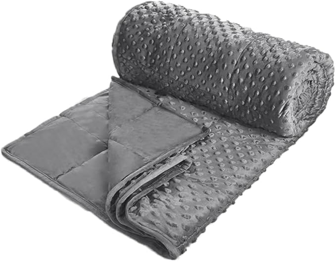 ALANSMA Reversible Weighted Blanket for All Season, Luxury Velvet, Warm and Cool, Adult 15Lb Grey Weighted Blanket, Enjoy Sleeping Anywhere(Grey,60"x80" 15lbs)