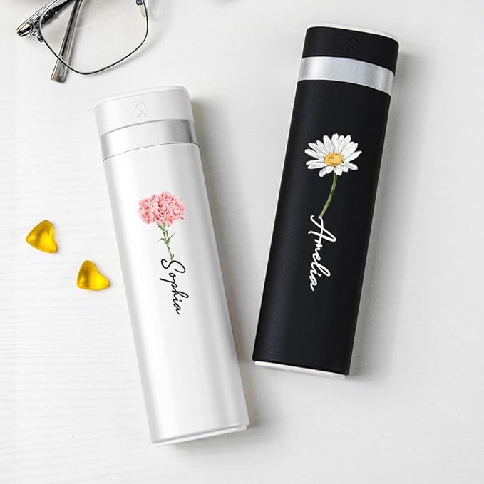 callie Personalized Weekly Pill Organizer - Custom Birth Flower & Name, 7 Day Pill Case Travel Medicine Organizer with Large Compartment for Supplements Pills Vitamins