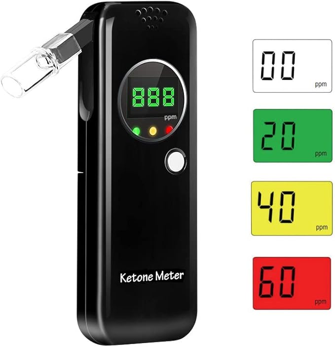 Ketone Breath Analyzer, Portable Ketosis Tester for Family Health with 10pcs Mouthpieces(Black)