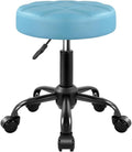 KKTONER Rolling Stool Chair PU Leather Height Adjustable Round Stool with Wheels Chair for Salon Spa Drafting Small Sky Blue