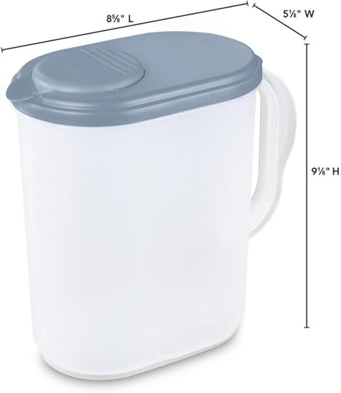 1 Gallon Water Pitcher with Lid & Pivot Top Spout -Slim Design Fits Fridge Door- Tea Pitcher 1 Gallon Plastic Pitcher with Lid 1 Gallon Pitcher with Lid Water Pitchers with Lids Plastic Water Pitcher