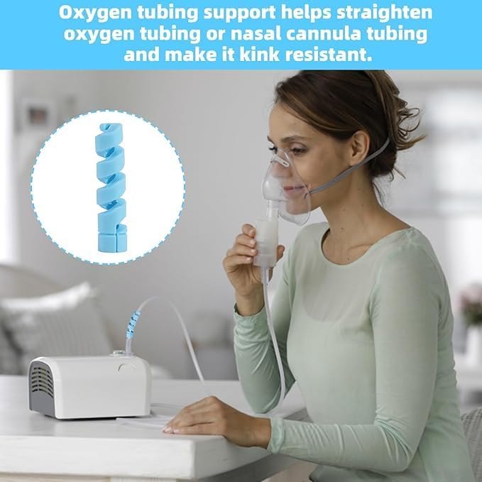 10 Pack Oxygen Tube Support Crimp Straightener for Portable Oxygen Concentrator Oxygen Tank Oxygen Hose Nasal Cannula Oxygen Tubing Accessories Blue