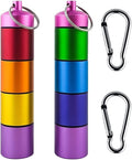 7 Days Rainbow Colour Aluminum Box with Carabiner ，Stackable Metal Container，Waterproof Travel Cute Box Holder (2 Rainbow Bottle)