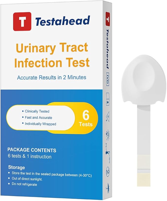 UTI Test Strips for Home Use Detects White Blood Cells and nitrites in Urine 2-Minute Rapid Results Suitable for Women, Men, and Children Urinary Tract Infection Test Strips (6 Pack)