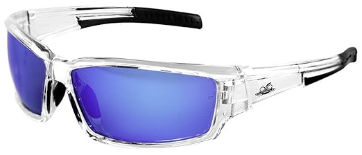 Bullhead Safety Eyewear Maki Glasses - Anti-Fog, Lightweight, Impact/Scratch Resistant, UV Blocking Sunglasses for Hunting/Shooting, Outdoor Sports, Construction, Ice Blue Mirror/Crystal Clear