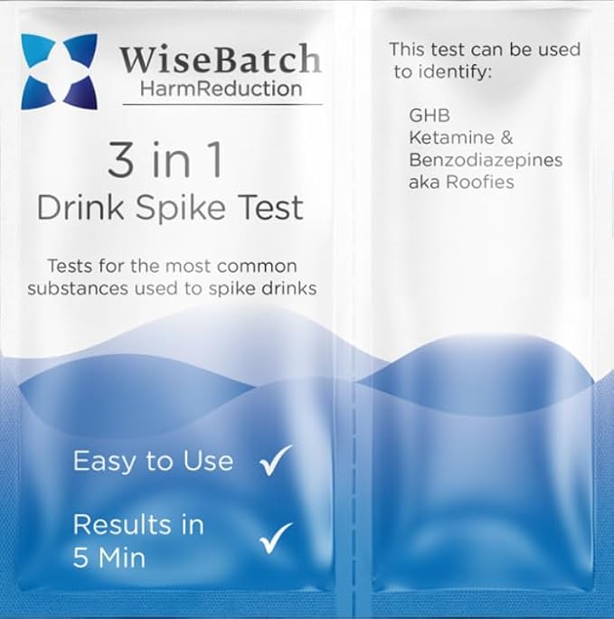 3-in-1 Drink Spike Test Kit - Quickly & Discreetely Test for GHB, Ketamine and Benzodiazepines with Our Simple and Easy-to-Use Kit - Results in 5 Minutes