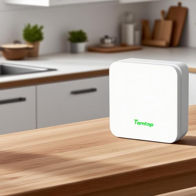 Temtop P1 Air Quality Monitor, PM2.5/PM10/Temperature/Humidity Sensor with Bluetooth App, AQI Tracking & Portable Design for Home, Office, Car, and Travel Use