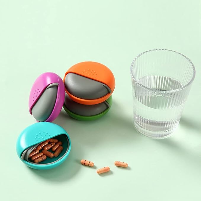Portable Pill Case Pill Box Daily, Small Pill Organizer Box, Single Cell Round Medicine Box Push Pull Sealed Pill Holder, Round Daily Medicine Container for Traveling