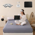 Premium Grounding Fitted Sheets - 25% Silver Infuse Fiber + Cotton - Ultra Conductive Bed Sheets with Grounding Cord - Includes Silver Eye Mask & Grounding Mouse Pad - Day & Night Wellness Kit