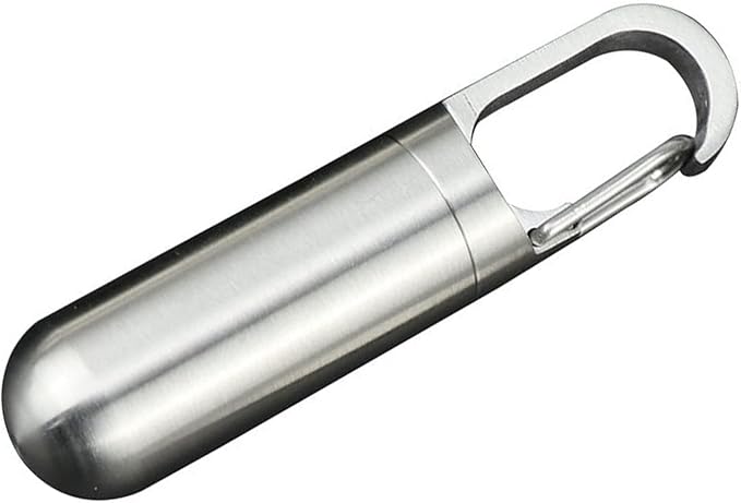 Stainless Steel Pill Container, Sealing Waterproof Portable Keychain Pill Holder Keychain Pill Holder for Outdoor Travel Purse