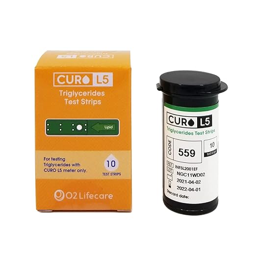 CUROFIT Fast and Accurate Blood TRIGLYCERIDES Test Strips - Easy Capillary Action, Near Lab-Quality Results, for Home Use, 10 Count