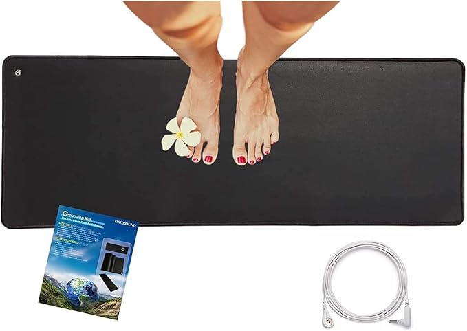 Grounding Mat Plus Grounding Cord. Grounded Foot Therapy, Grounding Desk Mat, Grounding Keyboard Mat to Protect The Body, Improve Energy, Relieve Pain,Sleep Assist (11.6X39 in)