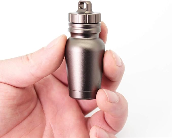 Waterproof Aluminum Pill Holder with Keychain Outdoor Medicine Bottle Seal First Aid Drug Holder