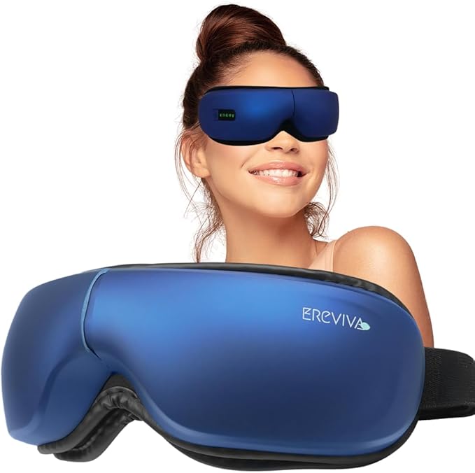 Eye Massager With Heat and Bluetooth Music - Heated Mask for Migraine Relief & Reduce Strain, Dry Eyes - Wireless Sleep Mask for Improving Sleeping - Gifts for Women Men