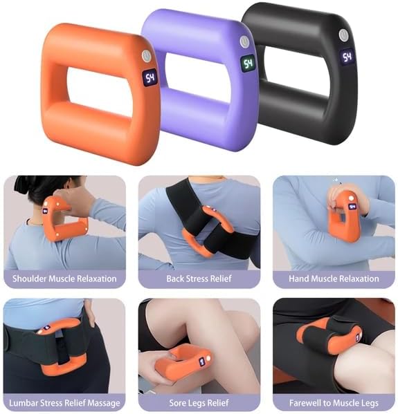 Handheld Body Massager for Pain Relief – Deep Tissue Massage Gun with Auto Shut-Off, 5 Intensity Levels – Muscle Recovery Tool for Workout, Sports & Travel – Small Portable Massager (Orange)