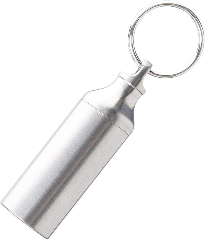 Titanium Keychain Pill Holder Mini Waterproof Pill Container Portable Pocket Pill Case Small Pill Storage Box Organizer for Men Daily Outdoor Camping Travel (A)