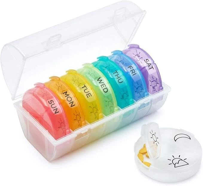 Weekly Pill Organizer 3 Times A Day, NURSAL 7+1 Pill Organizer BPA Free, 7 Day Large Compartment Pill Box with Extra Pill Case, Portable for Pills, Fish Oil and Supplements
