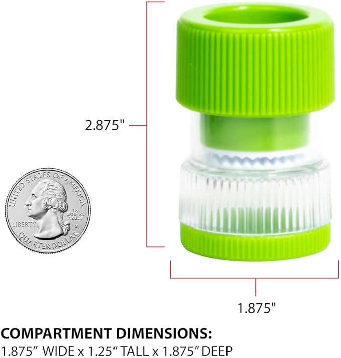 EZY DOSE Crushes Pills, Vitamins, Tablets, Storage Compartment, Removable Drinking Cup, Portable Design, Designed for Travel, Green, BPA Free