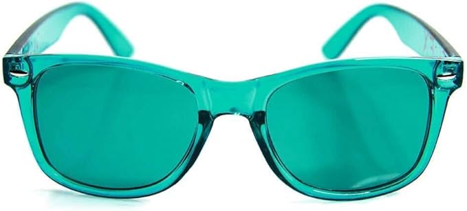 GloFX Color Therapy Glasses – Chakra Mood Light Therapy Chromotherapy Glasses (Aqua)