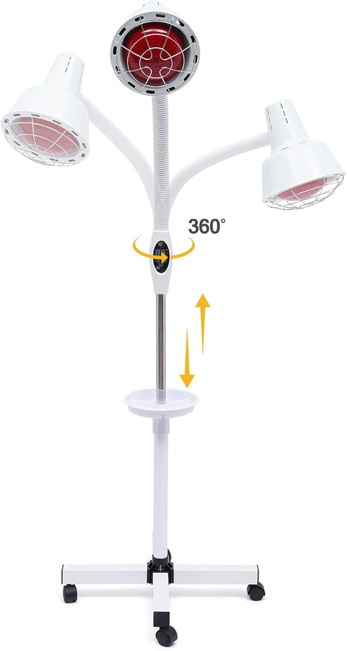 Infrared Light,275W Near Red Infrared Heat Lamp for Relieve Pain and Muscle Aches,with Flexible Arm and Remove Control Standing Lamp