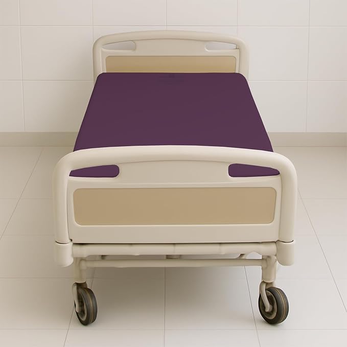 6 Pack Fitted Hospital Bed Sheets - Soft Microfiber Hospital Fitted Sheet - Hospital Bed Fitted Sheets (Plum, 36" x 84" x 12")