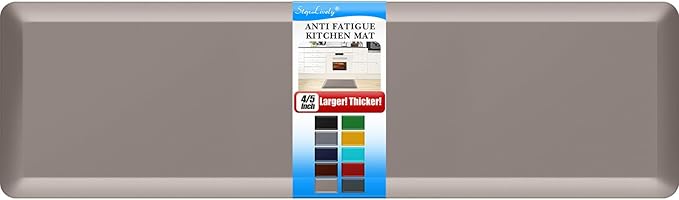 4/5 Inch Thick Kitchen Mat - Cushioned Anti Fatigue Mats for Kitchen Floor - Easy to Clean, Waterproof, Non-Slip Kitchen Rug for Sink, Office, Kitchen (17''x60'' Brown)